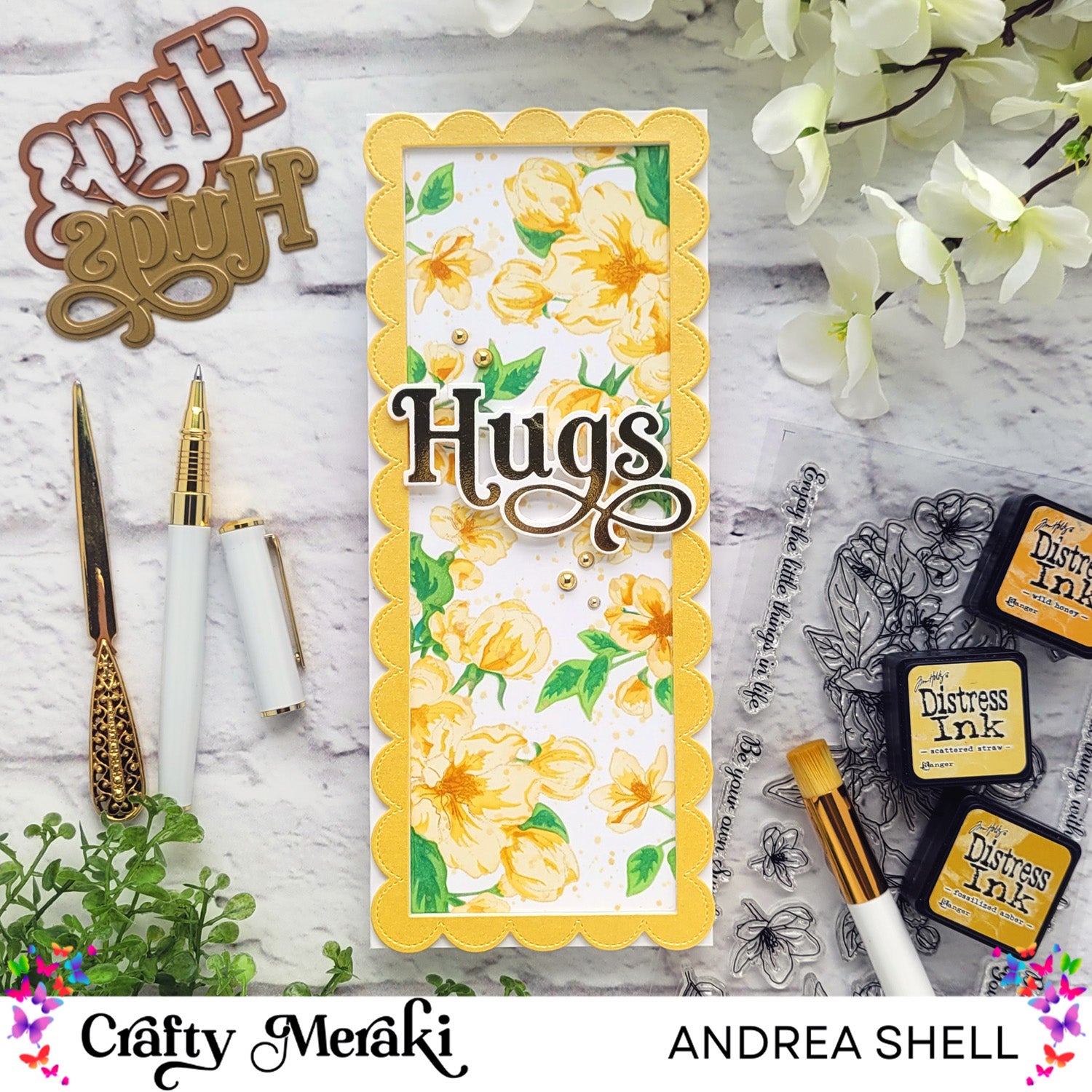 Slimline Floral Hugs Card