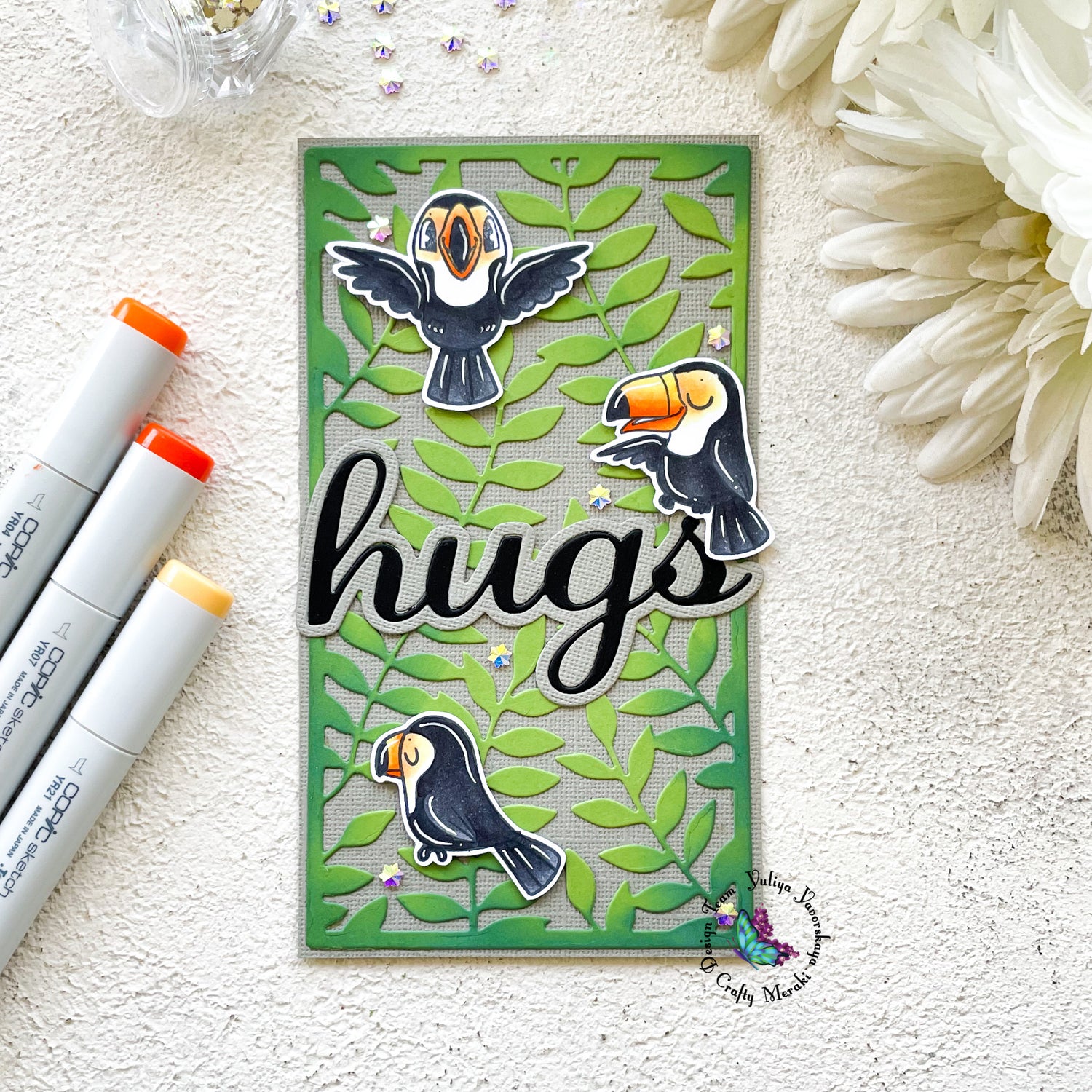Birdie Hugs card by Yuliya