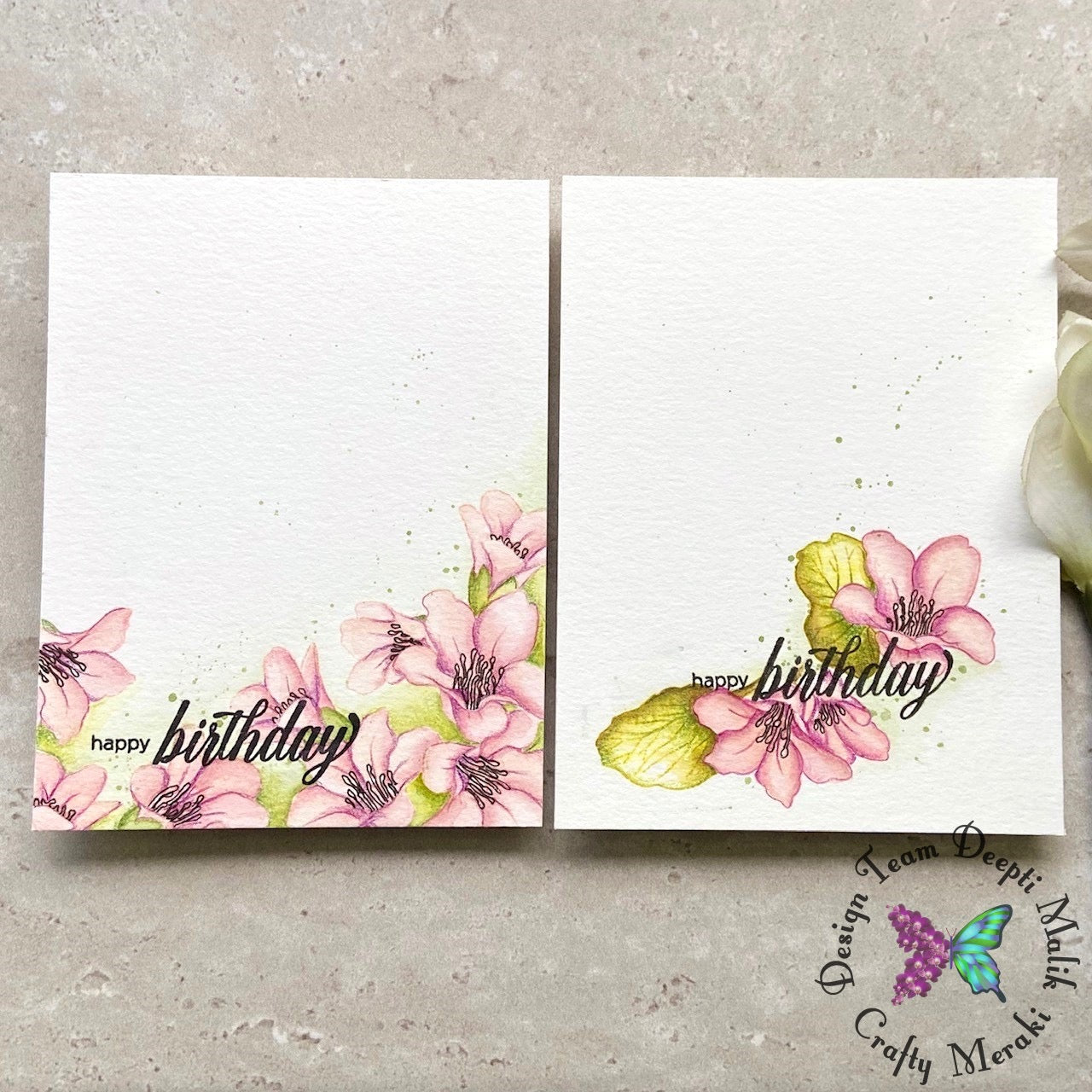 Clean and Simple Bergenia flower cards