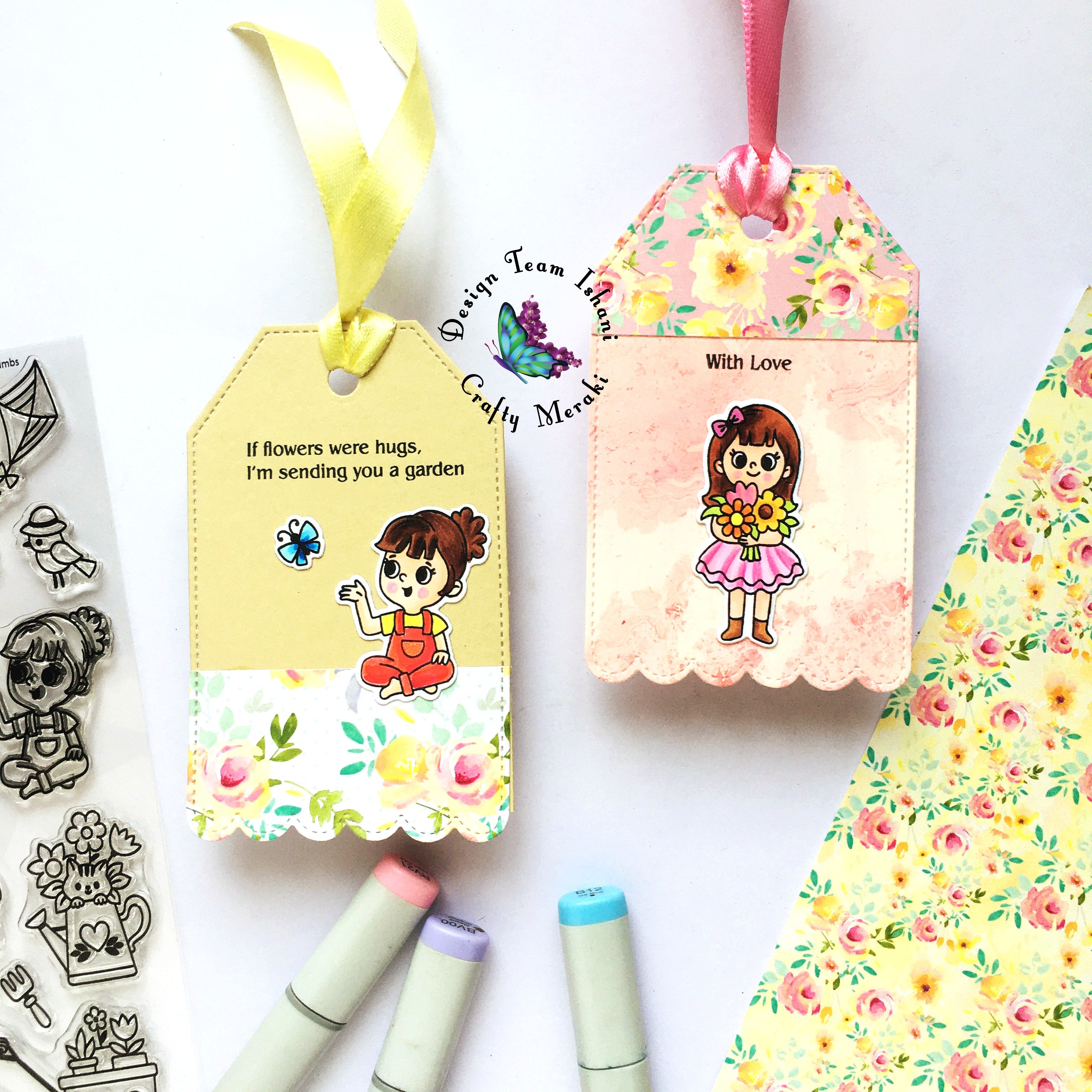 Cute little tags with Partial diecutting by Ishani