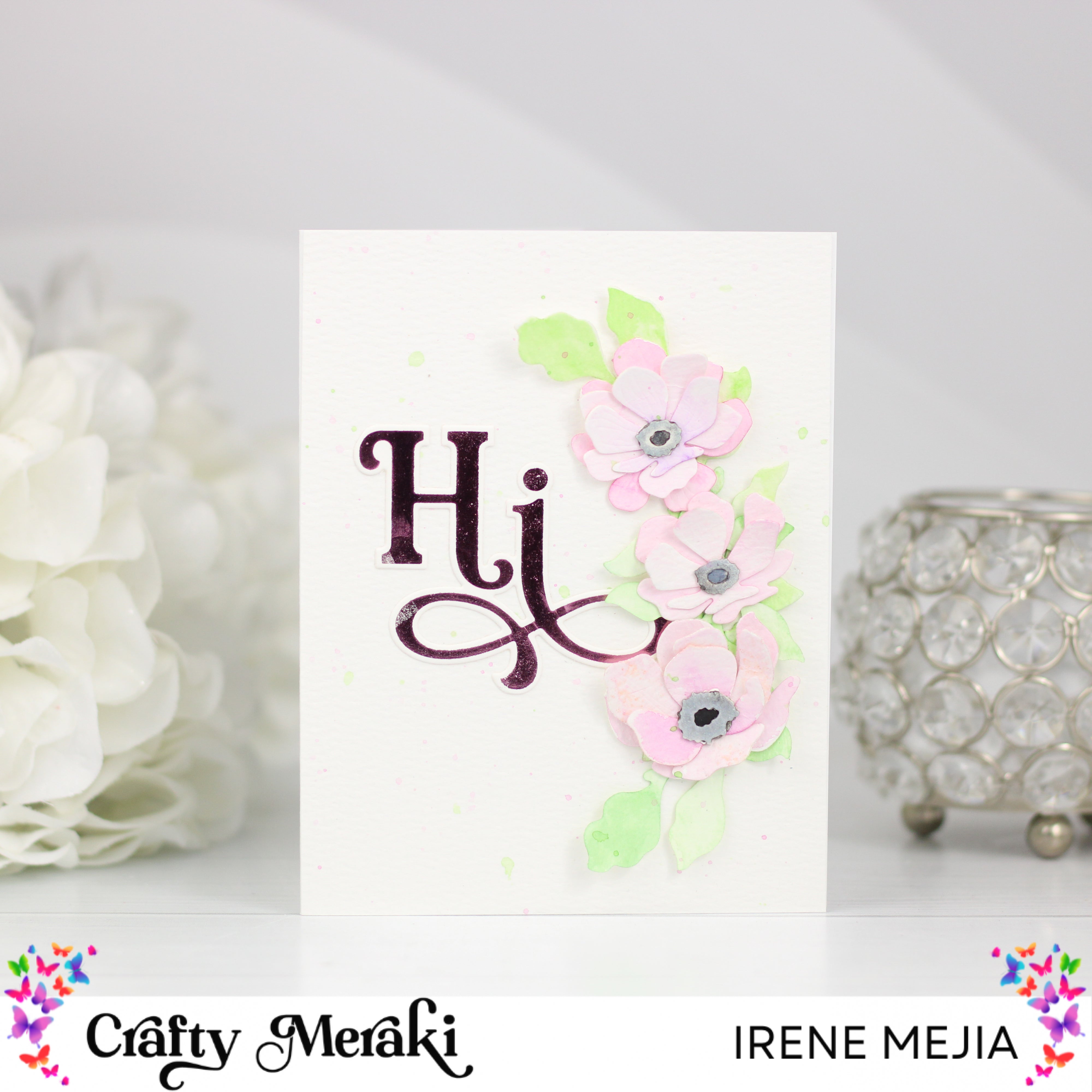 Dimensional Watercolor Die Cuts Card by Irene