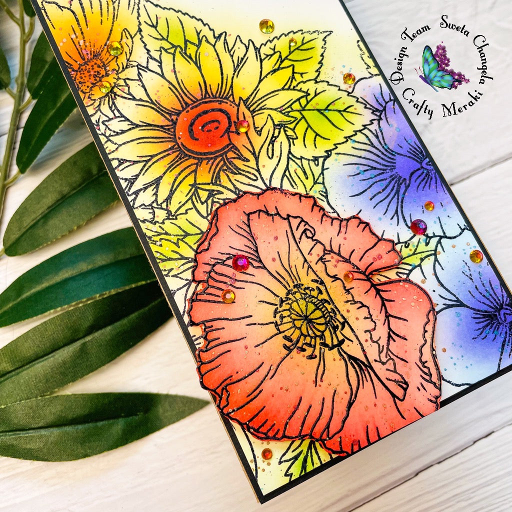 Easy Ink-blending technique for big floral backgrounds ~ by Sweta
