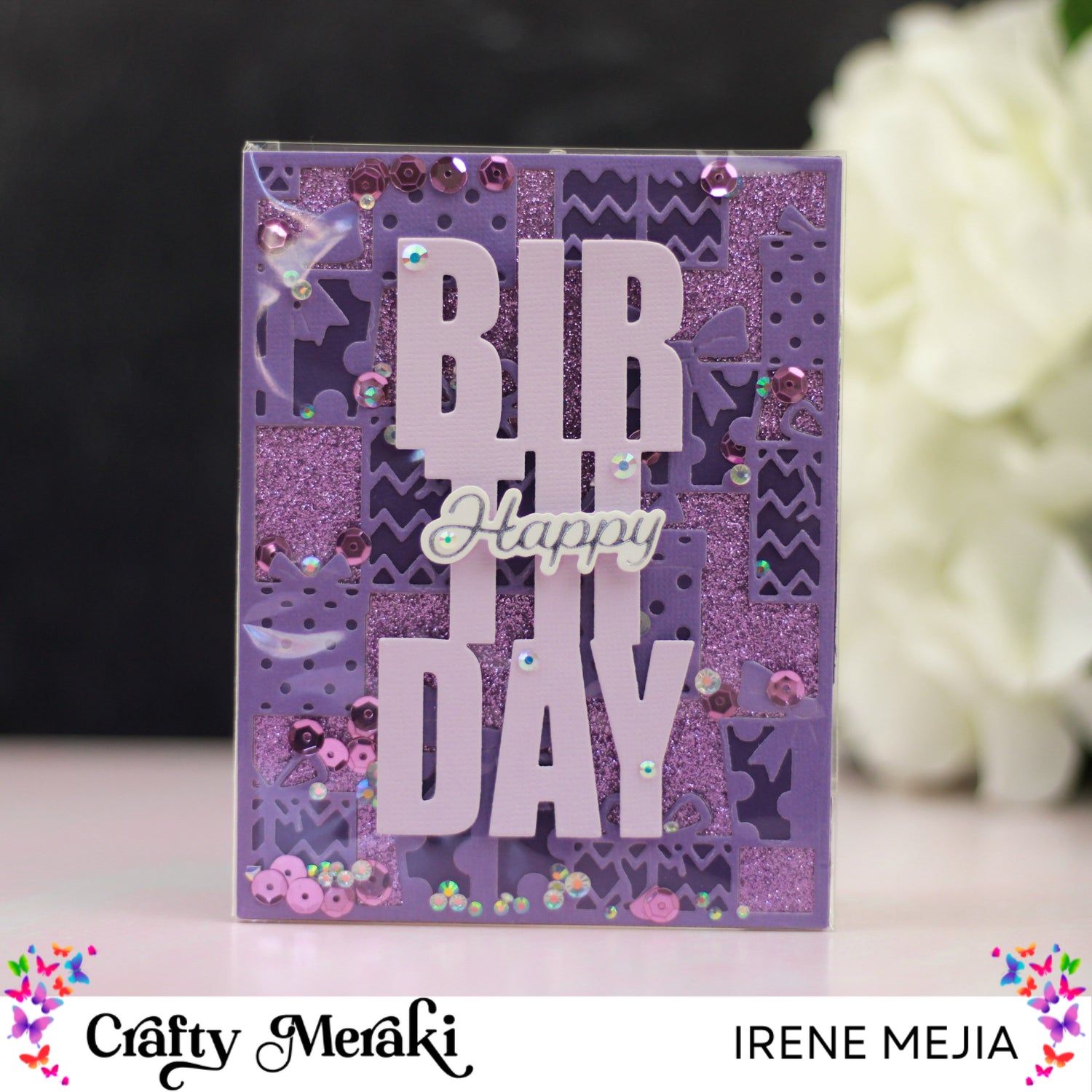 Purple Birthday Shaker Card by Irene