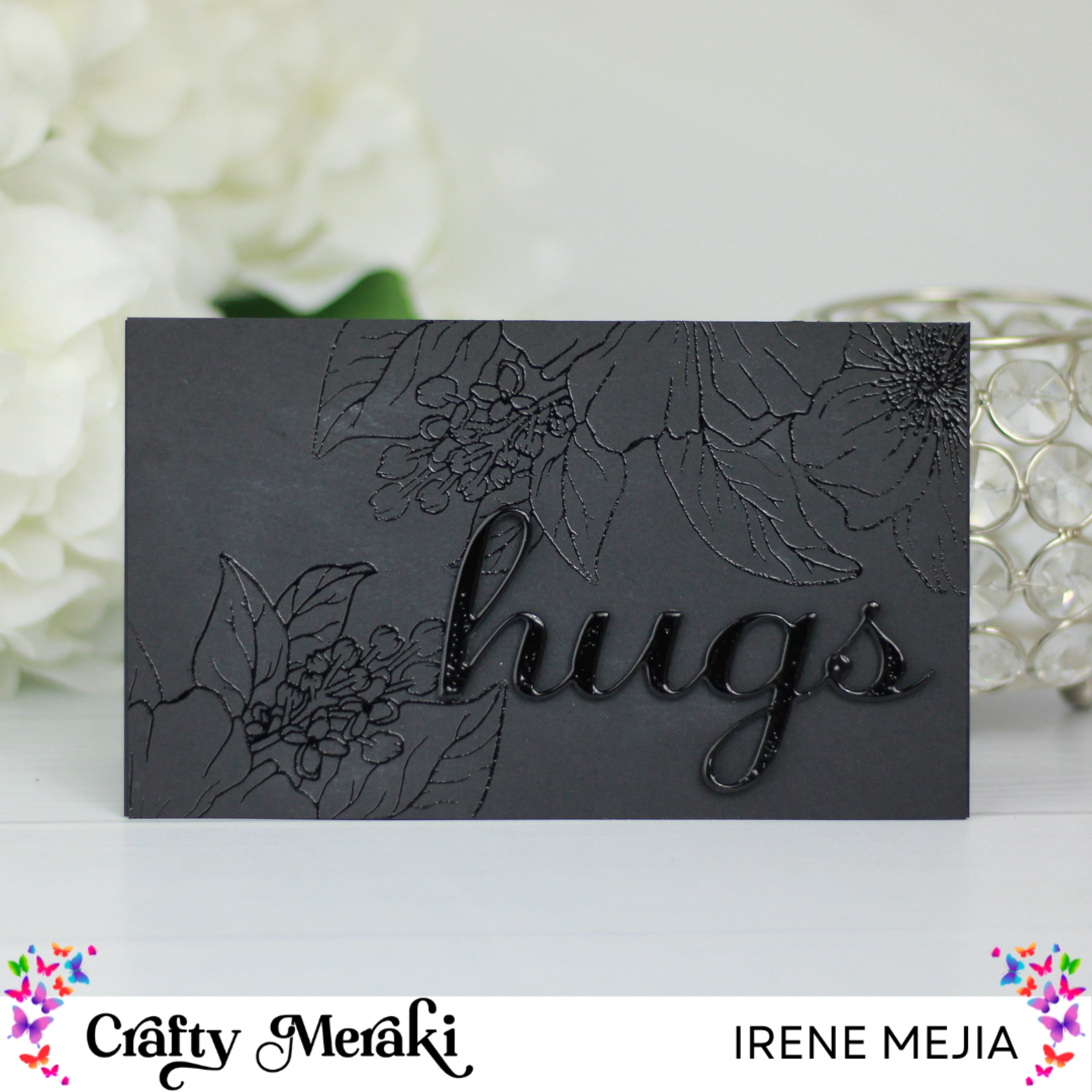 Black floral card by Irene