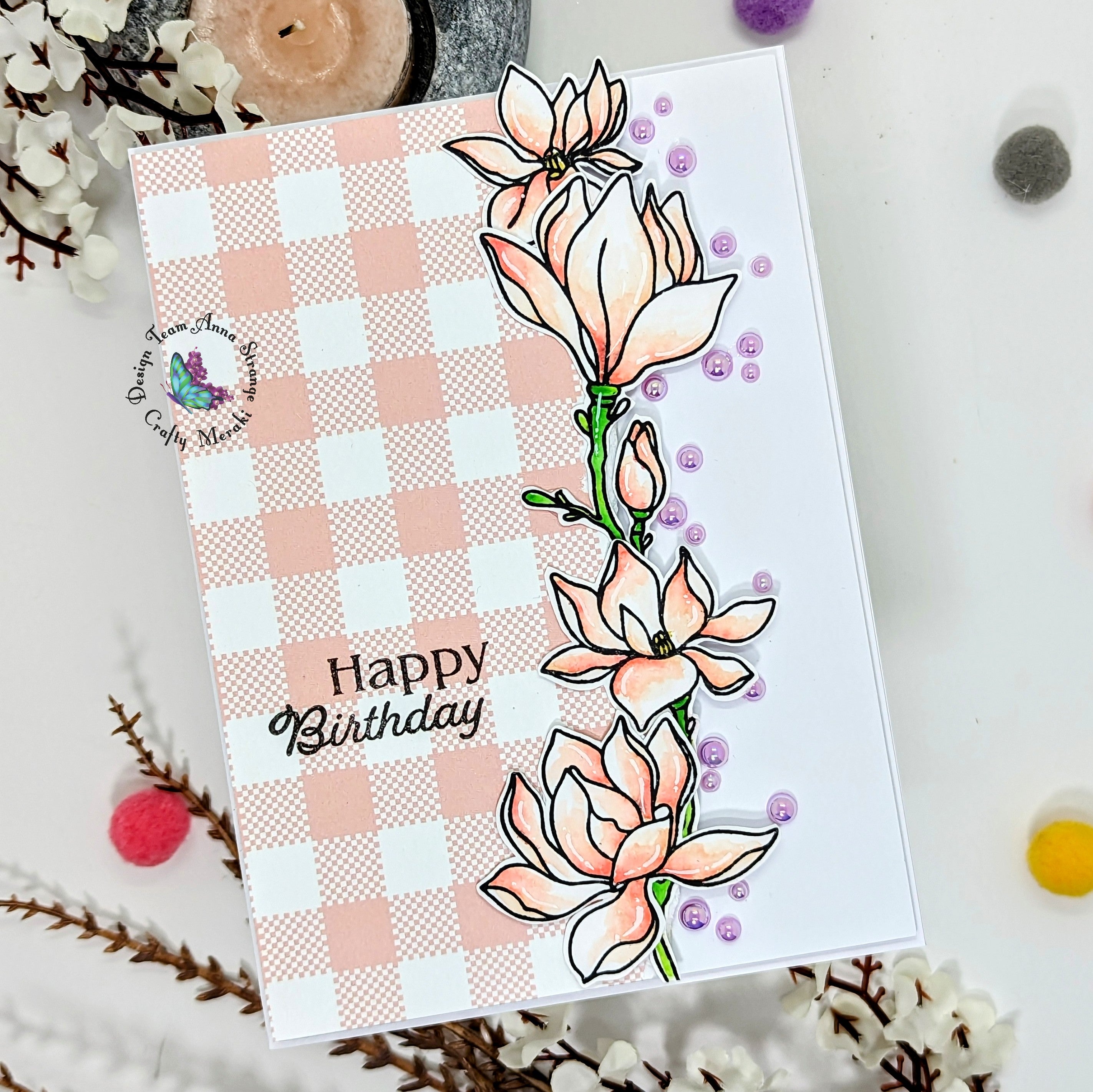 Combining pattern paper and stamps by Anna