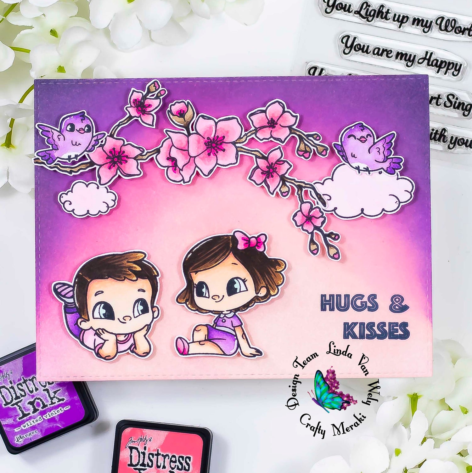 Hugs and kisses - love themed card by Linda