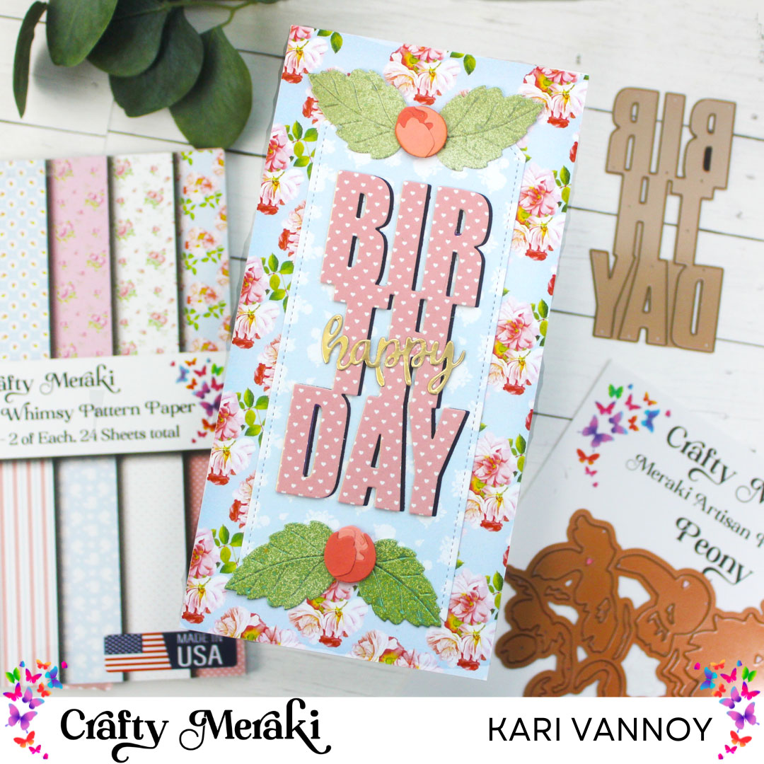 Slimline Birthday Card with Watercolor Whimsy Patterned Paper