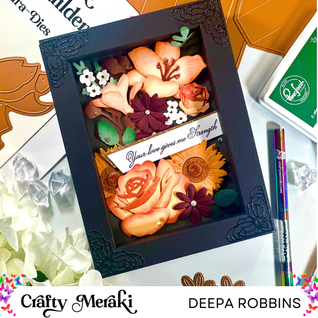 Using The Fancy Frames Dies to Make An Autumn Floral Shadow Box Card