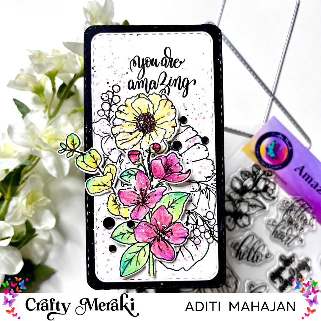 Building a Mini Slimline Card with floral clusters