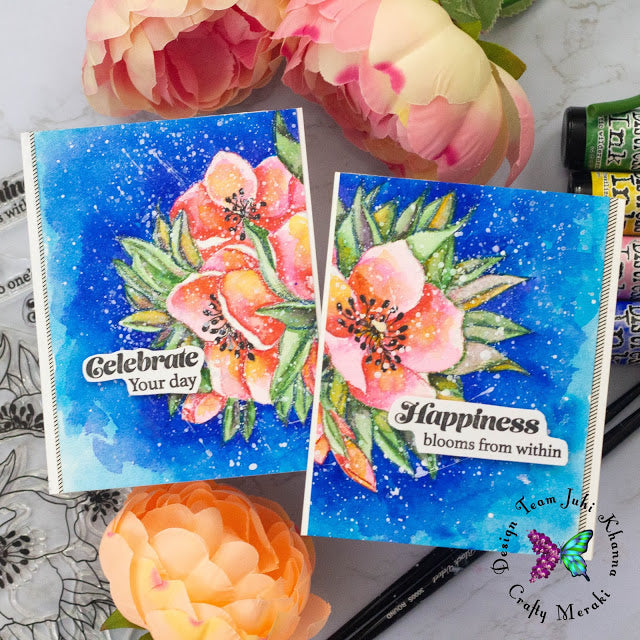 Happiness blooms from within- watercolored cards by Juhi