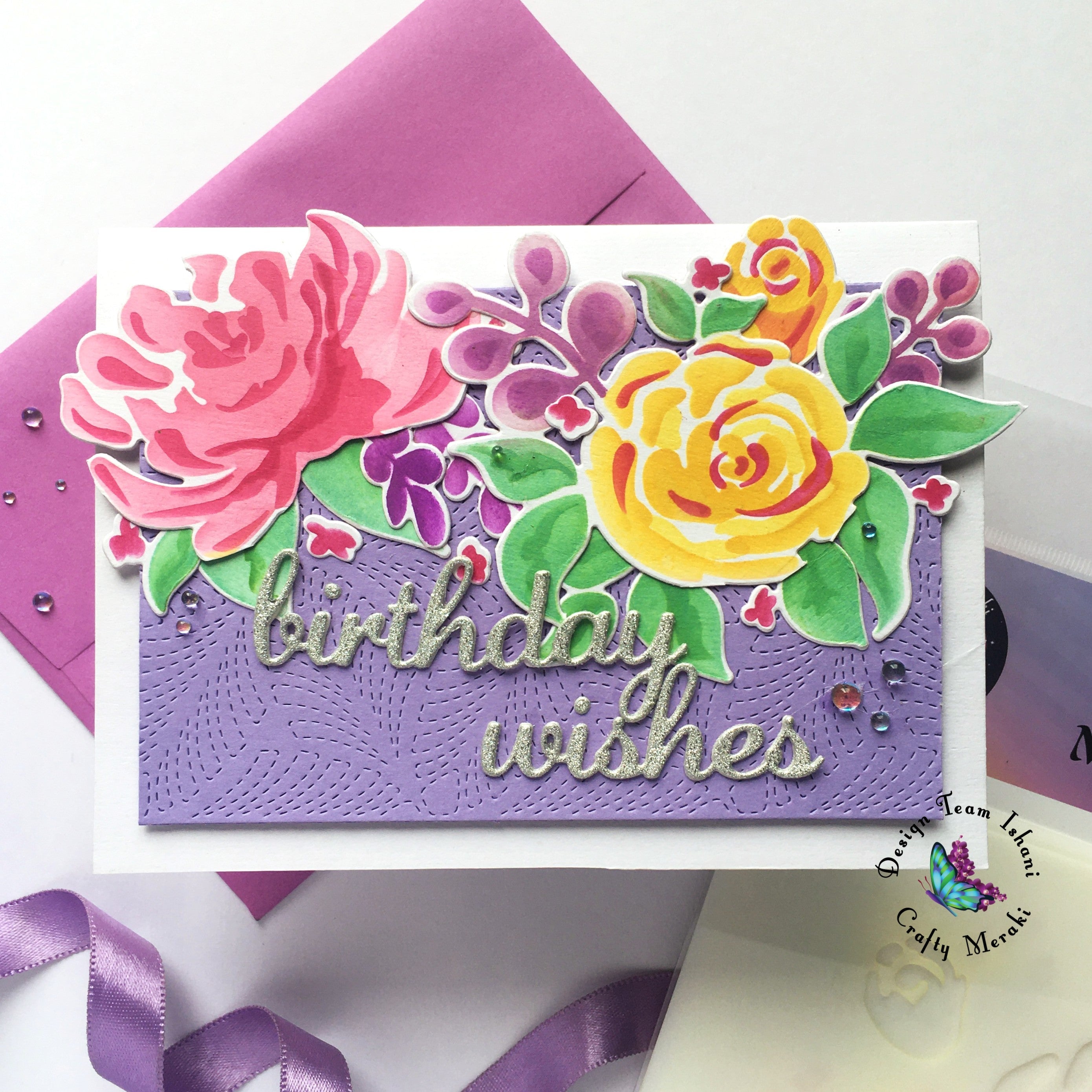 Floral card with Damask Layering stencils