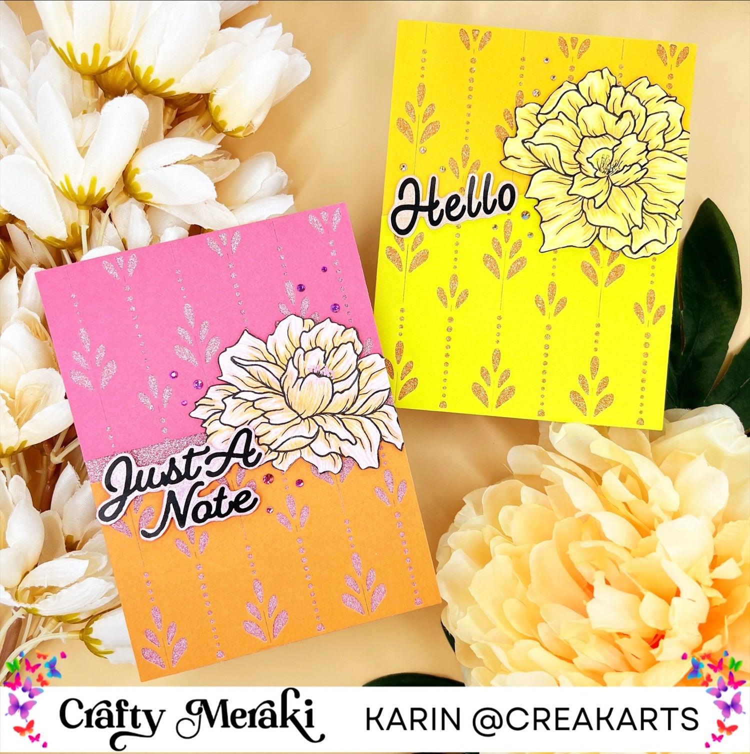 Bright, glittery summer vibe cards!