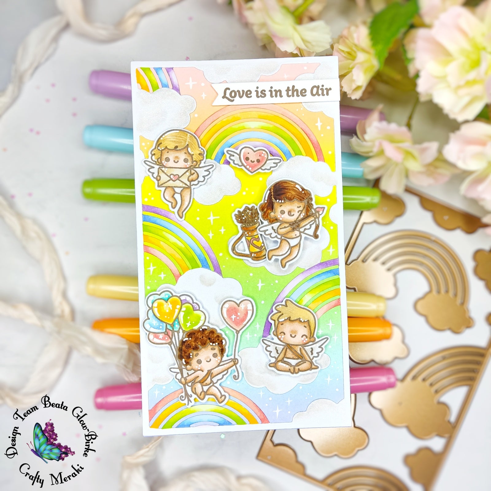 Rainbow Card with Crazy Cupid Love