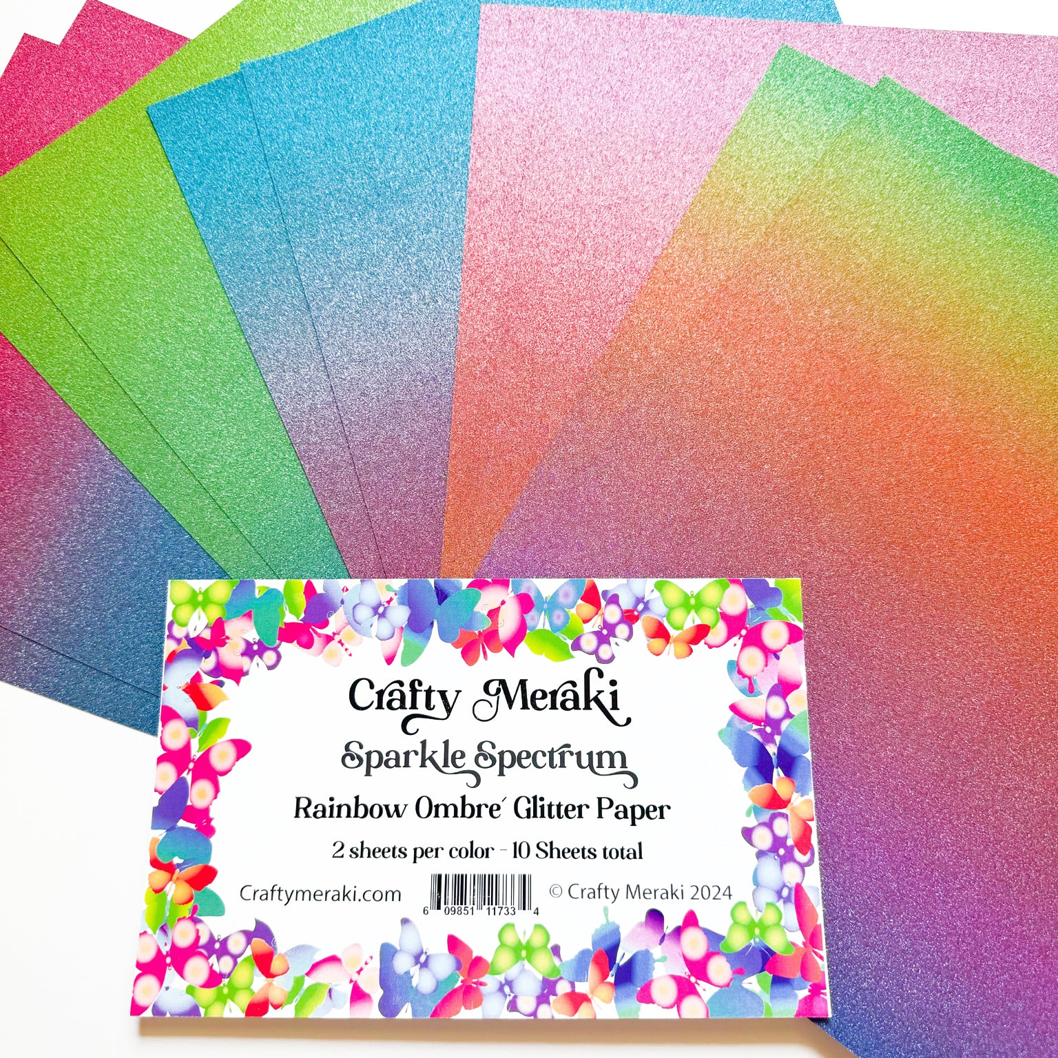 Meraki Sparkle Spectrum Rainbow Ombré Glitter Paper