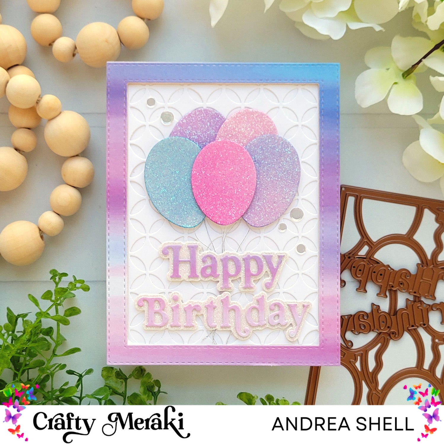 Crafty Meraki Party Balloons Background A2 Para-Dies