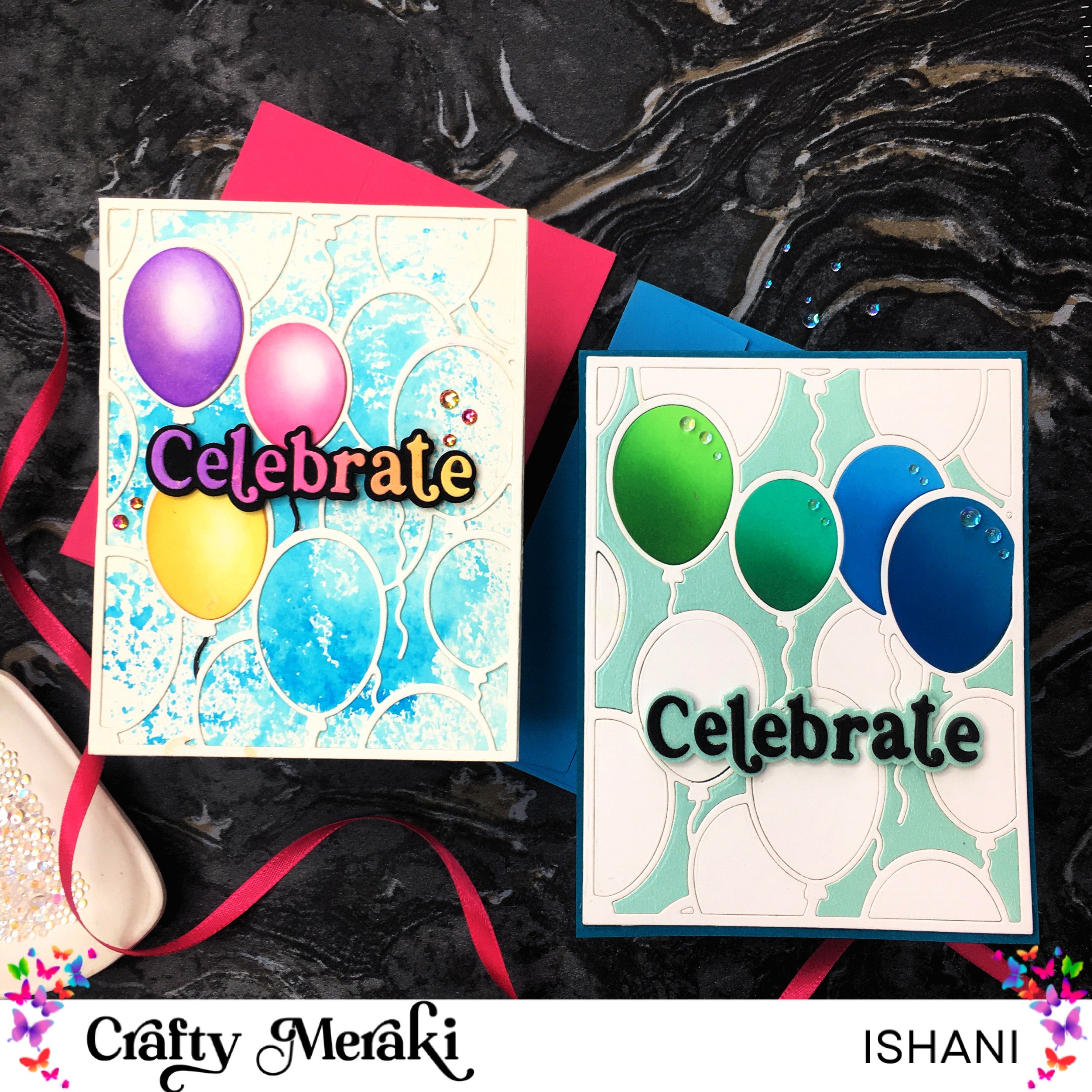 Crafty Meraki Party Balloons Background A2 Para-Dies