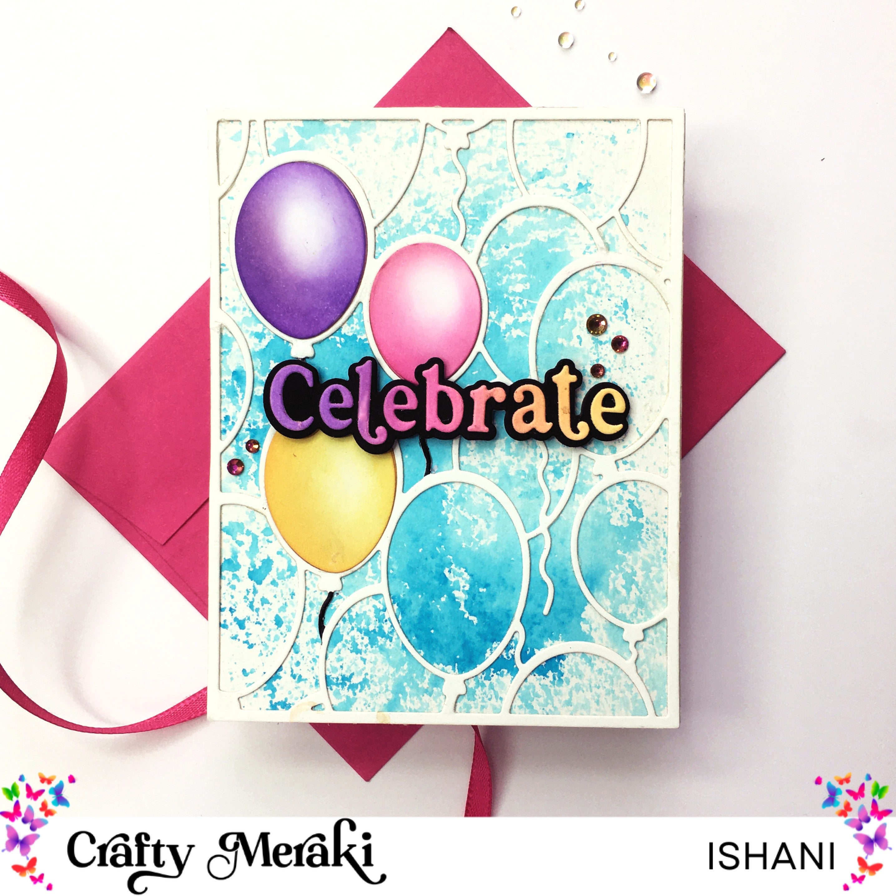 Crafty Meraki Party Balloons Background A2 Para-Dies