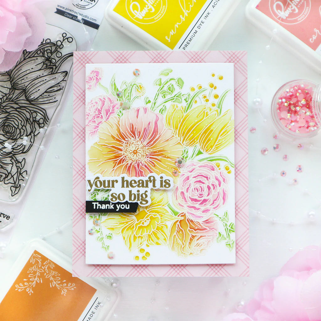 Pinkfresh Studio Best of everything floral stencil - Crafty Meraki