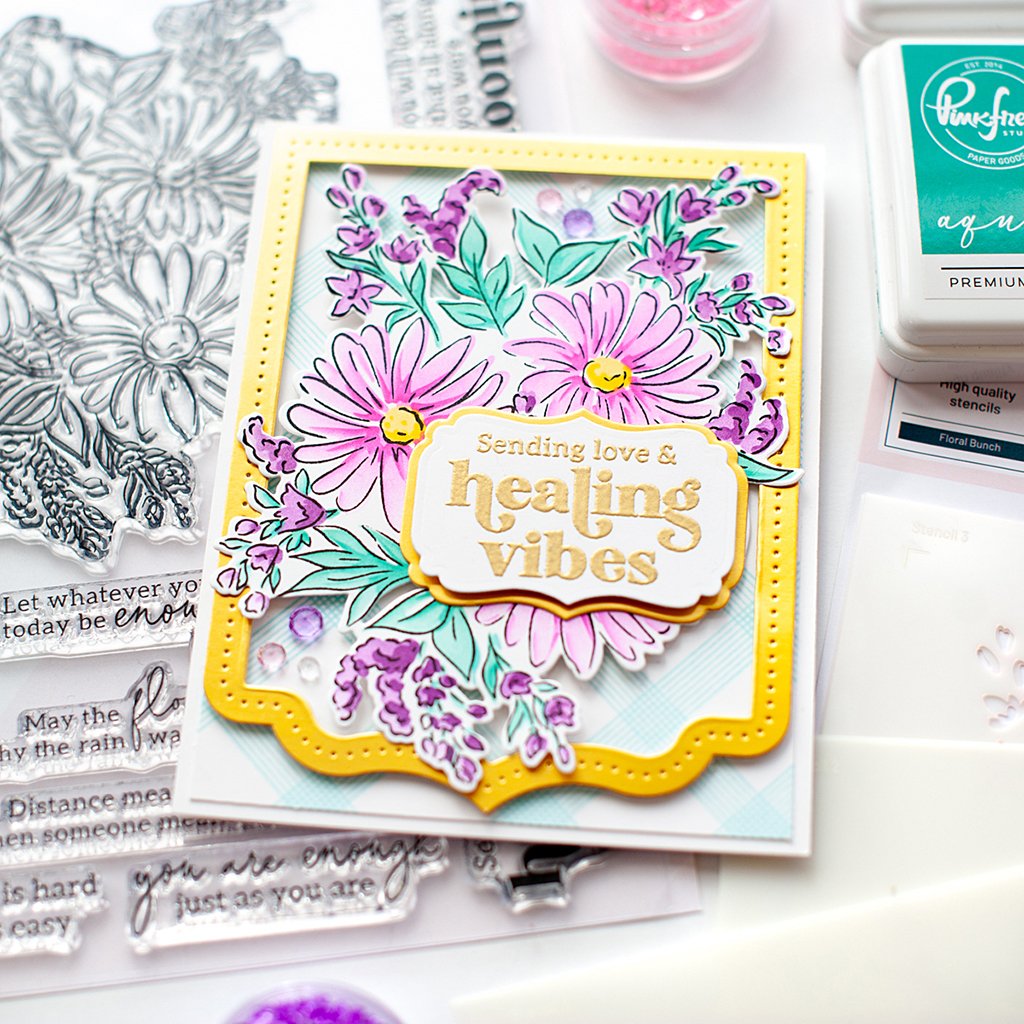 Pinkfresh Studio Floral Bunch layering stencil set - Crafty Meraki