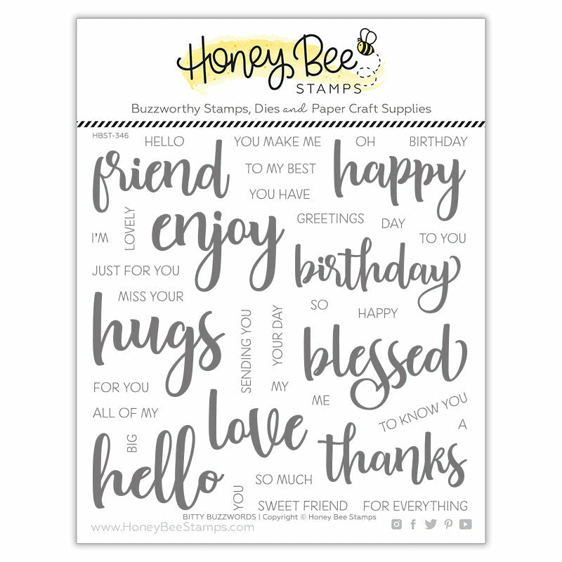 Honey Bee Stamps Bitty Buzzwords - 6x6 Stamp Set - Crafty Meraki