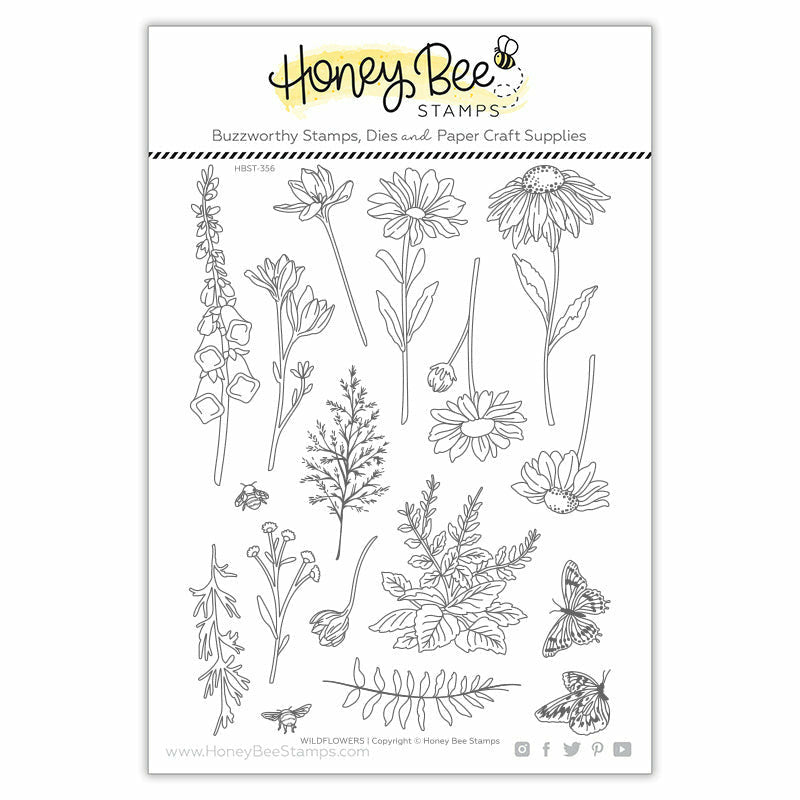 Honey Bee Stamps Wildflowers - 6x8 Stamp Set - Crafty Meraki