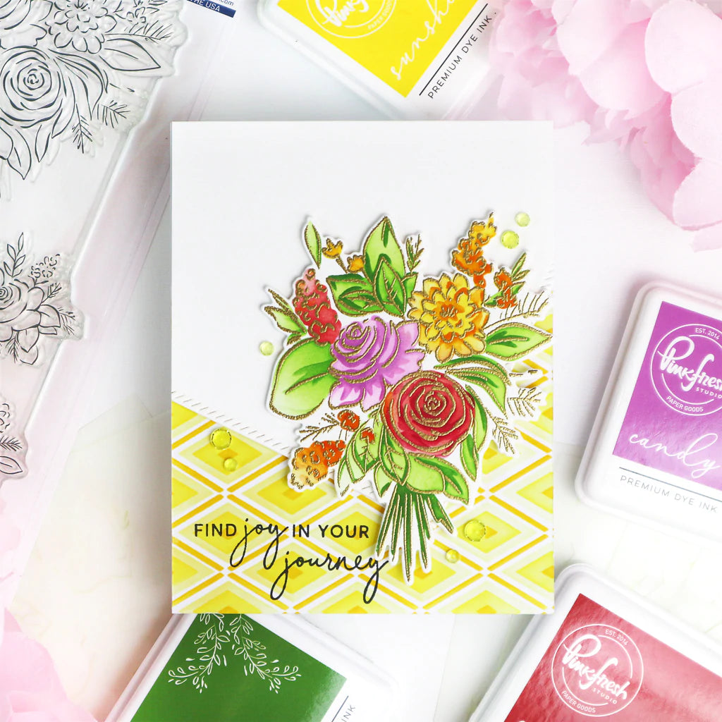 Pinkfresh Studio Joyful bouquet stencil - Crafty Meraki