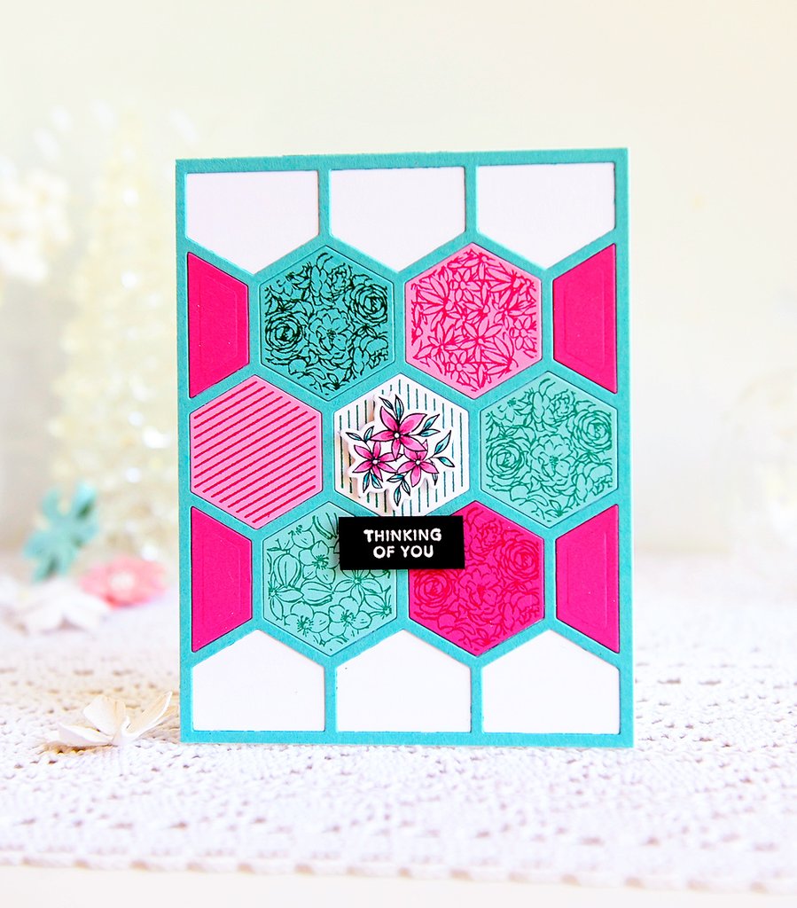 Pinkfresh Studio Hexagon Floral Bunches Die Set - Crafty Meraki