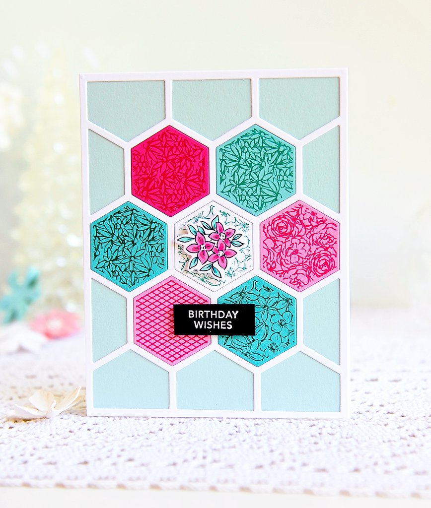 Pinkfresh Studio Hexagon Floral Bunches Die Set - Crafty Meraki