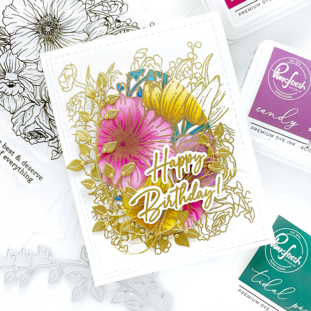 Pinkfresh Studio Best of everything floral stencil - Crafty Meraki