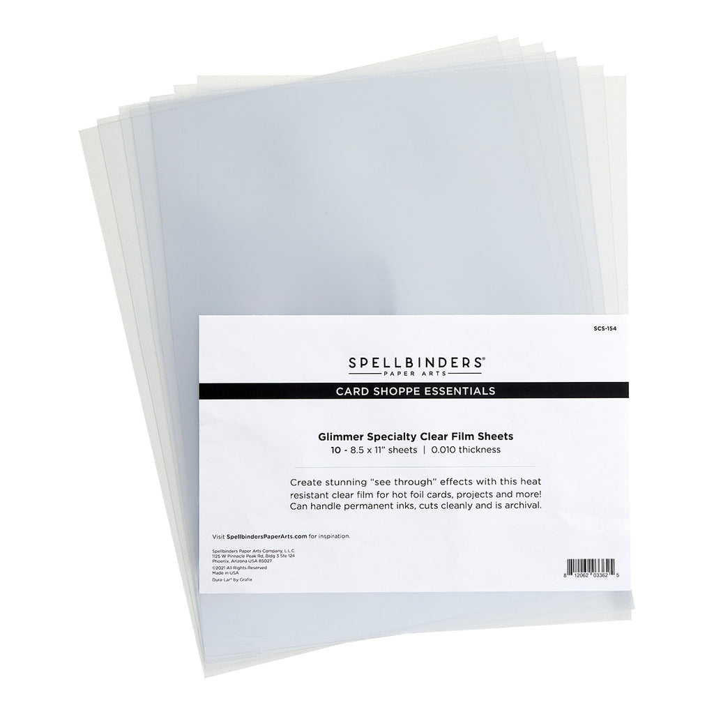 Spellbinders Glimmer Specialty Clear Film Sheets 8 1/2" x 11" - 10 pack - Crafty Meraki