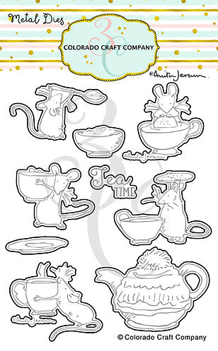 Colorado Craft Company AJ434 Anita Jeram~Tea Time Fun Stamps - Crafty Meraki