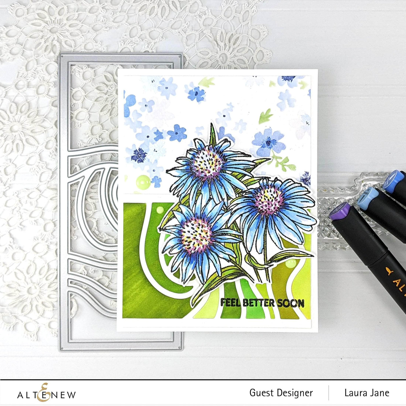 Altenew Paint-A-Flower: White Swan Echinacea Outline Stamp Set - Crafty Meraki